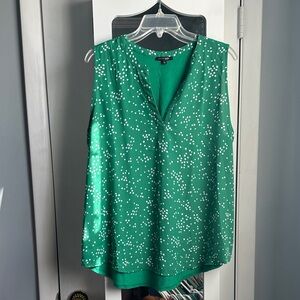 Papermoon Green Sleeveless Blouse with White Dots